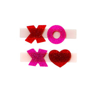 VAL-XOXO Red/Pink Glitter Alligator Clips