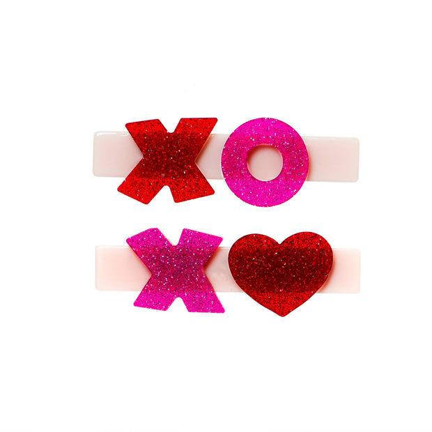 VAL-XOXO Red/Pink Glitter Alligator Clips