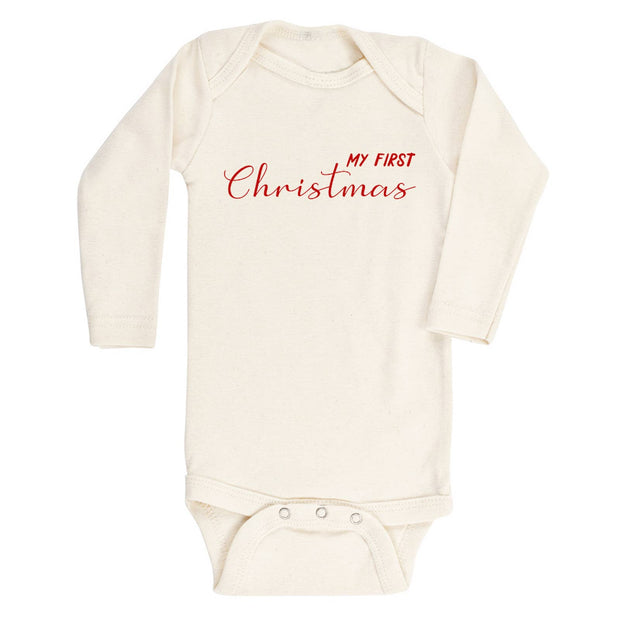 My First Christmas Organic Cotton Bodysuit | Long Sleeve