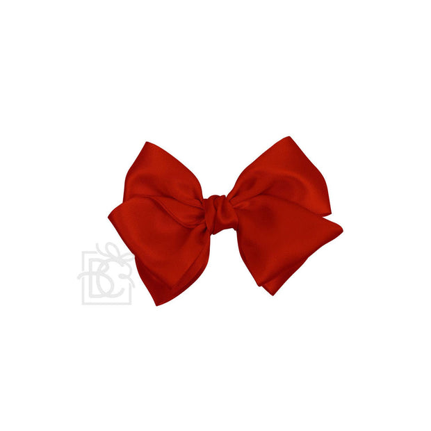 SATIN EUROPEAN BOW W/RUFFLED KNOT ON CLIP